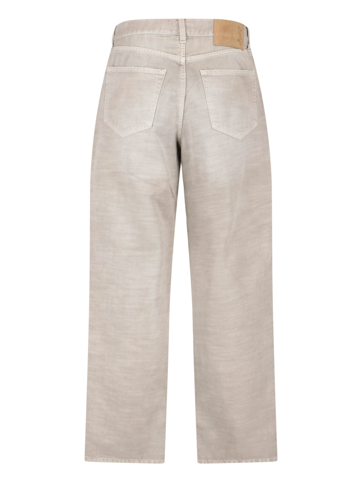 Beige Wide-Leg Cotton Denim Straight Jeans