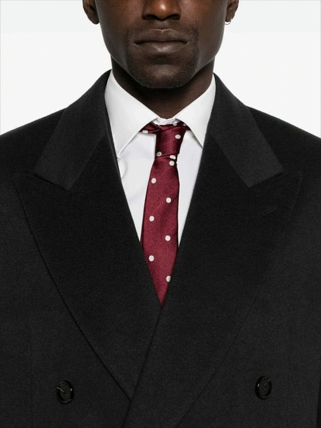 Double-Breasted Black Cashmere Blend Coat
