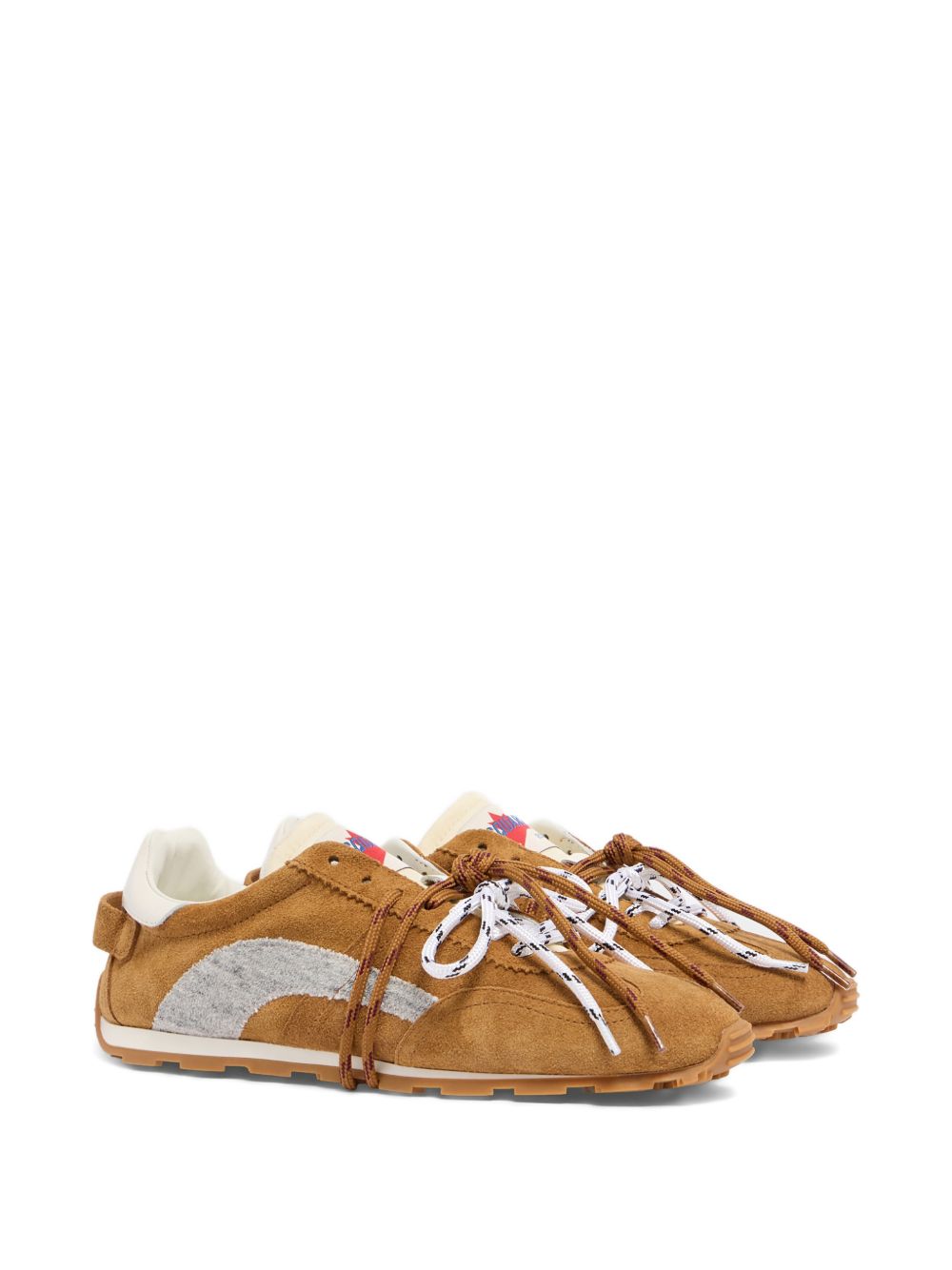 Brown Appliqué Maple Leaf Lace-Up Sneakers