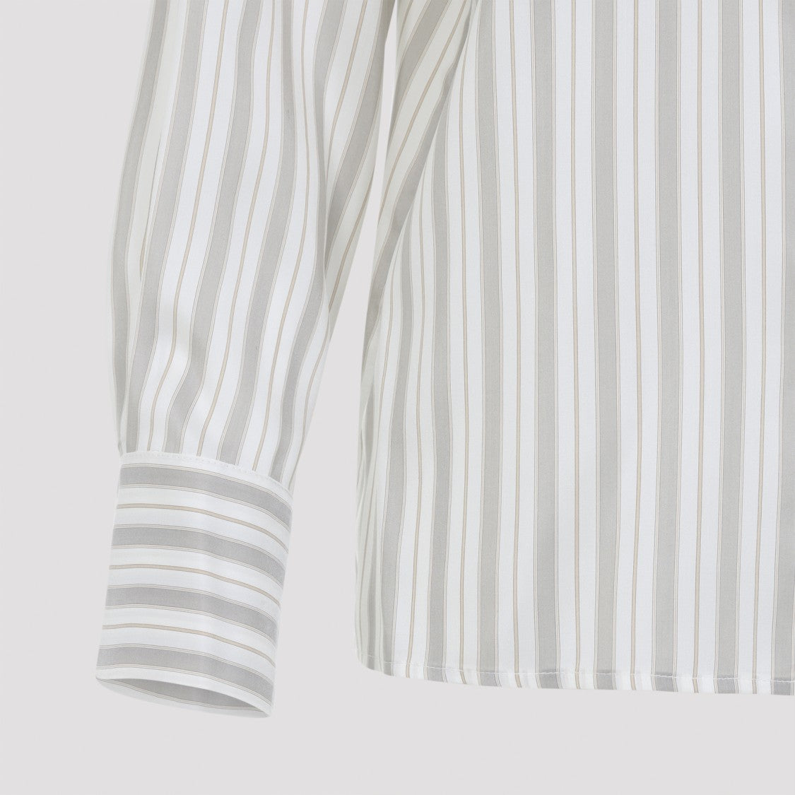 Vertical Stripe Long-Sleeved Shirt With Classic Collar And Concealed Placket