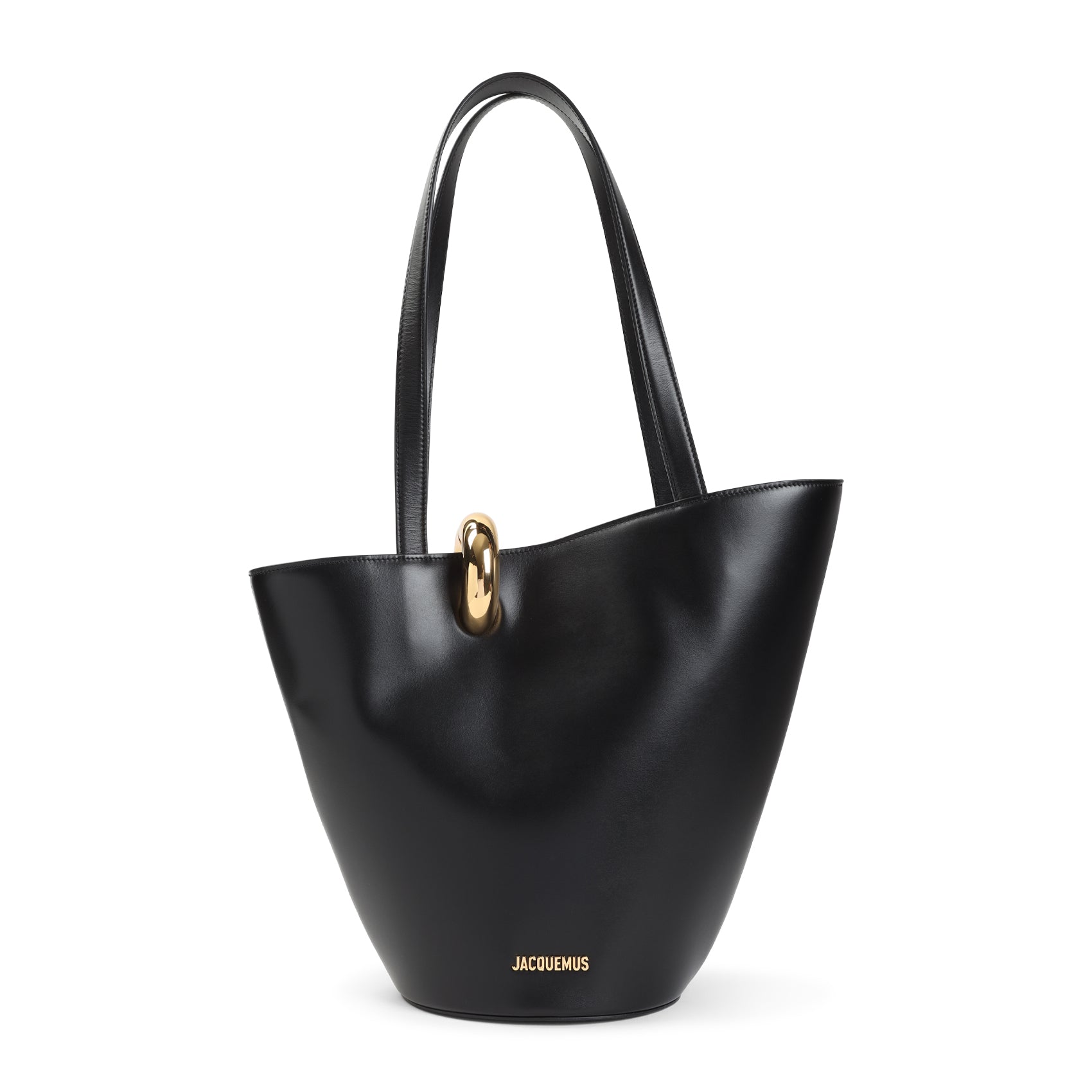 Structured Black Calf Leather Handbag