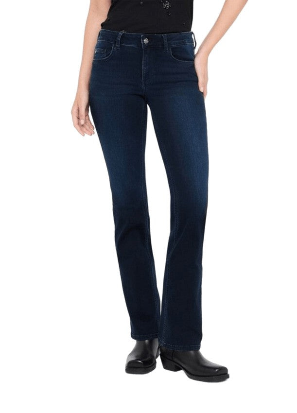 Dark Blue Slim Fit Flared Jeans