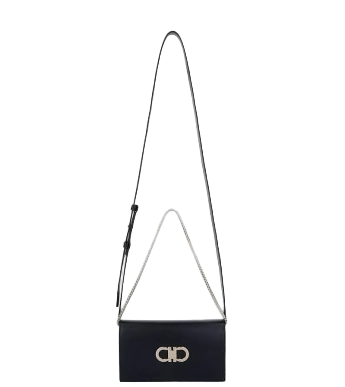 Rectangular Black Calf Leather Shoulder Bag