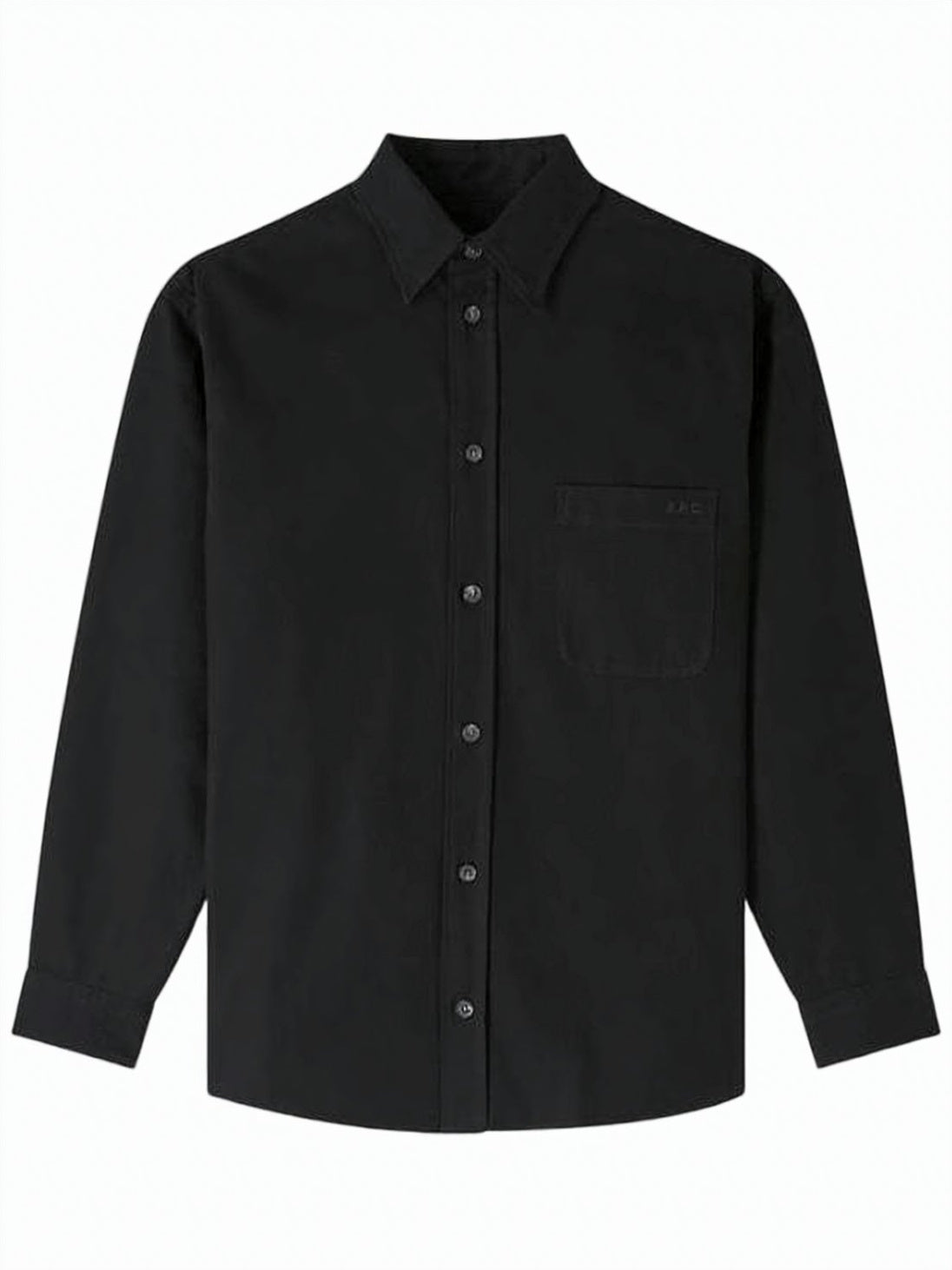 Long-Sleeve Black Shirt with Classic Collar