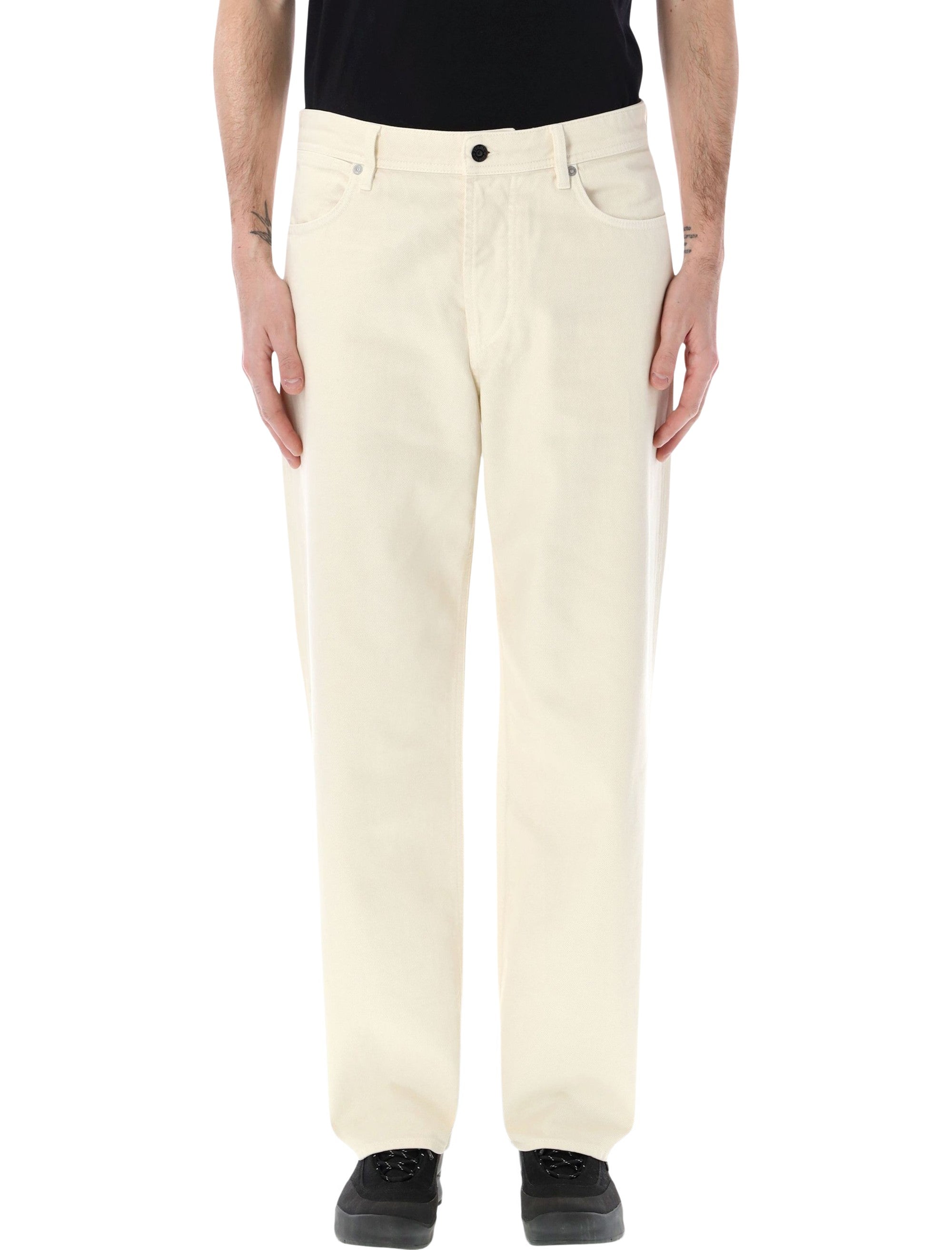 Straight-Leg Ivory Jeans