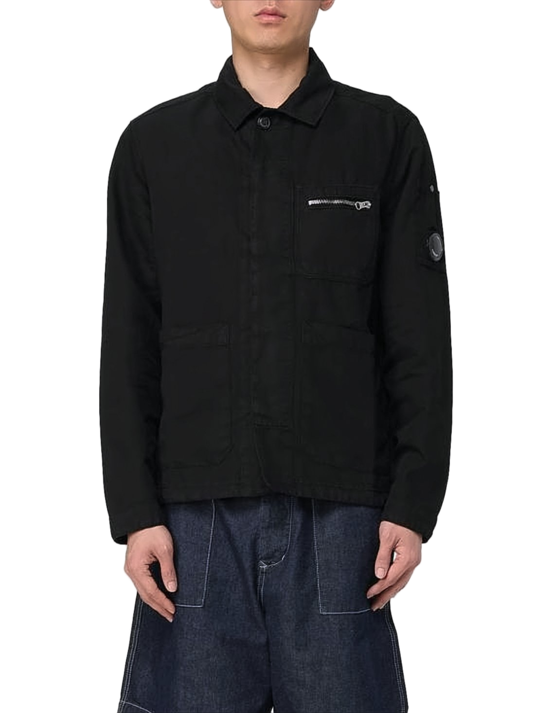 Minimalistic Black Jacket with Classic Collar