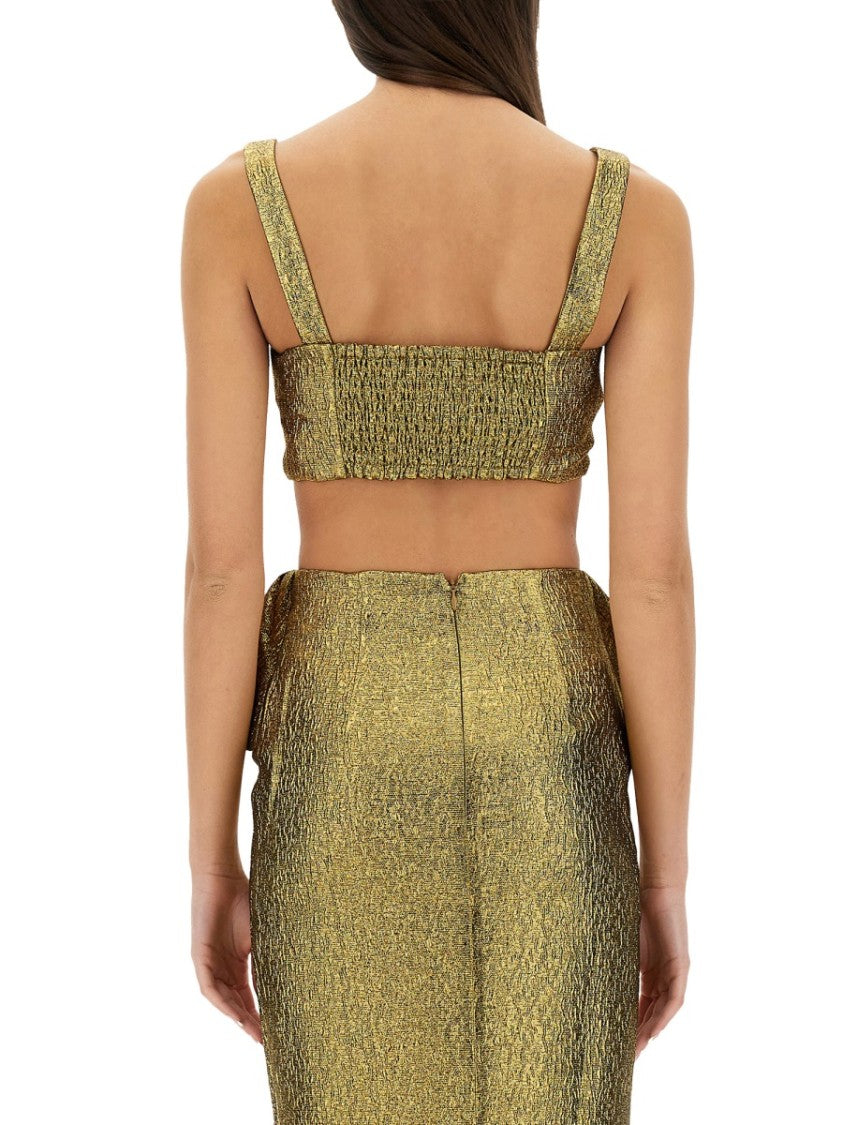Metallic Jacquard Crop Top