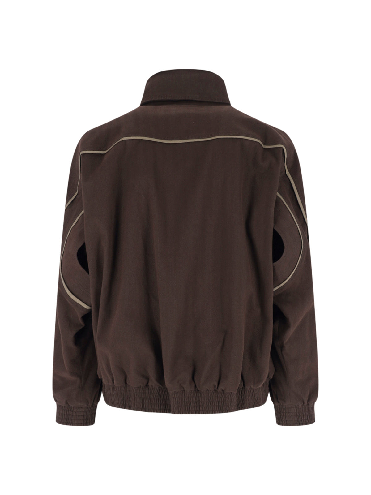 Brown Boxy Piped High-Collar Jacket