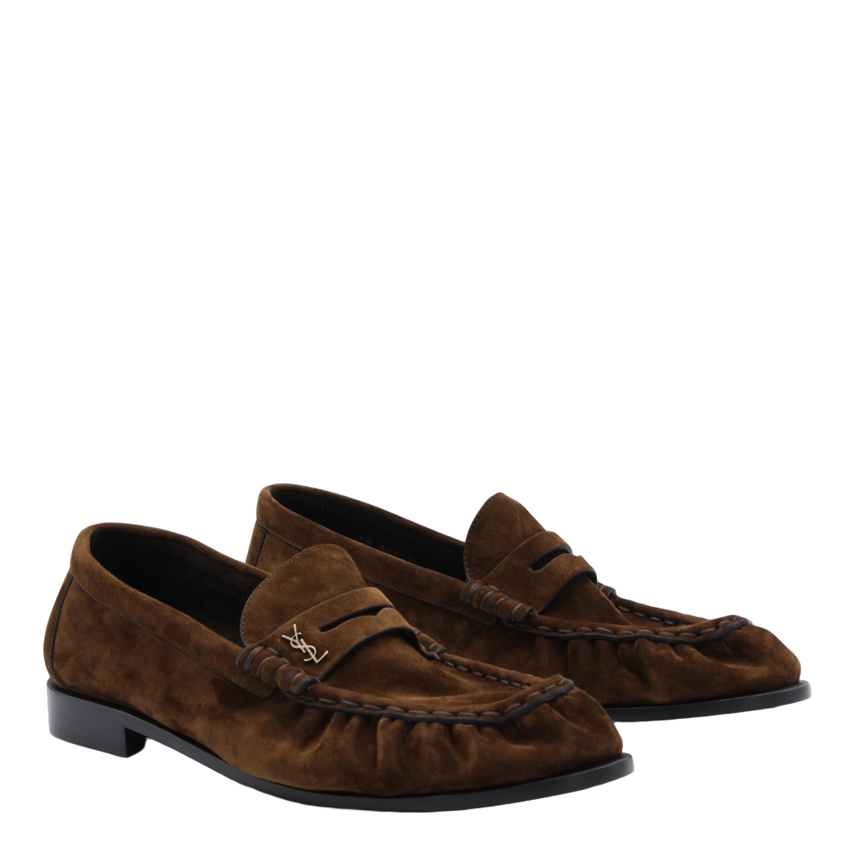Rich Brown Suede Loafers With Moccasin Stitching