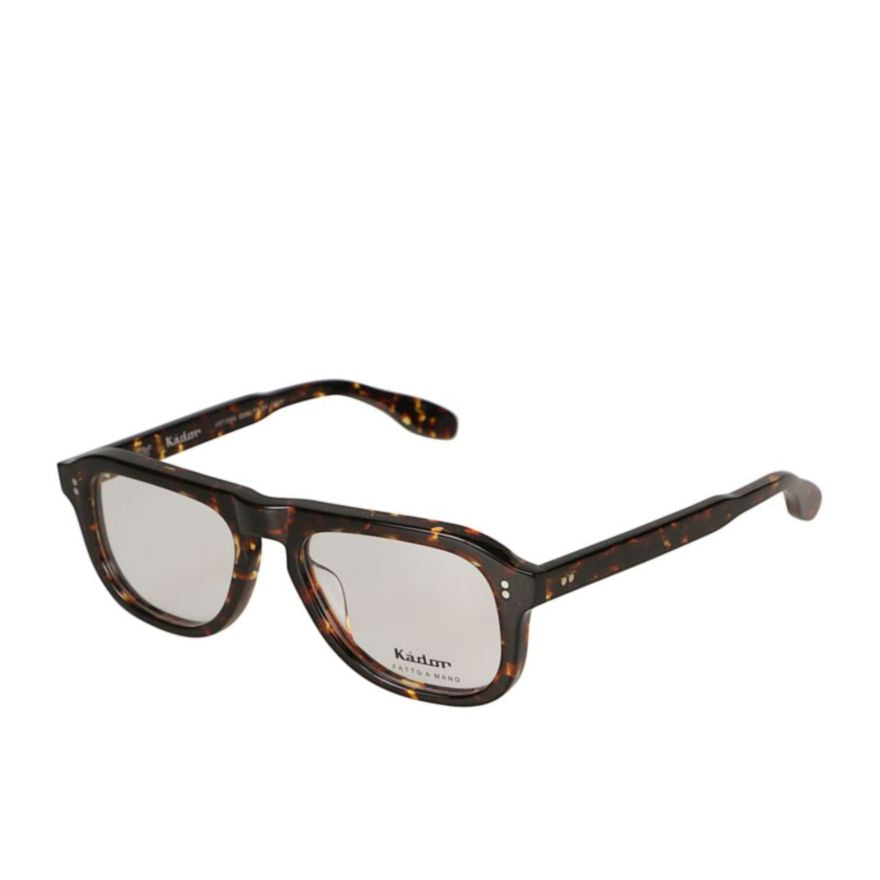 Bravo Rectangular Tortoiseshell Eyeglasses with Metallic Rivet Details