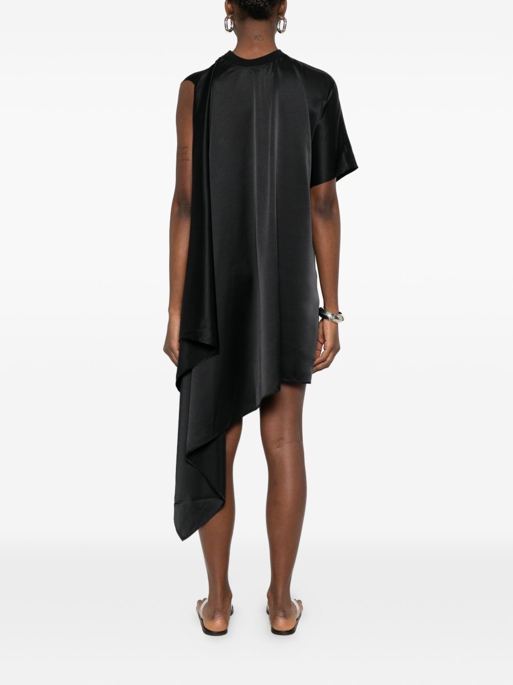 Asymmetric Draped Mini Dress