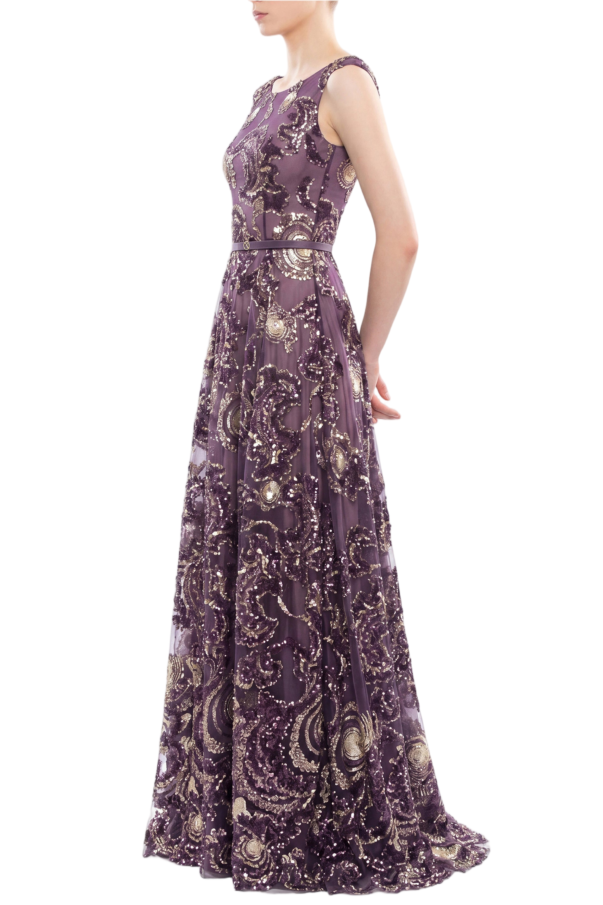 Embroidered Tulle Long Dress