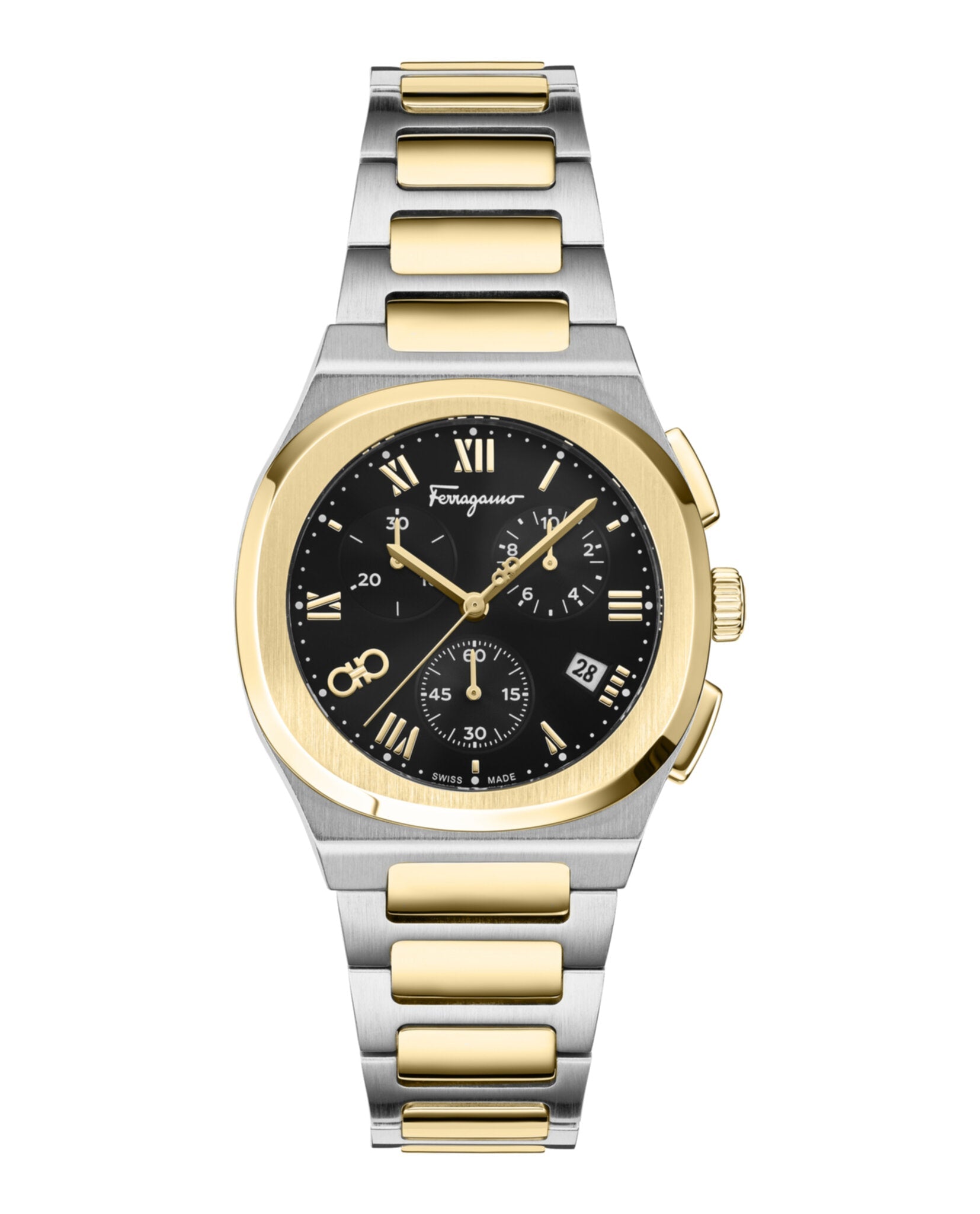 Elliptical Chronograph Watch with Two-Tone Case