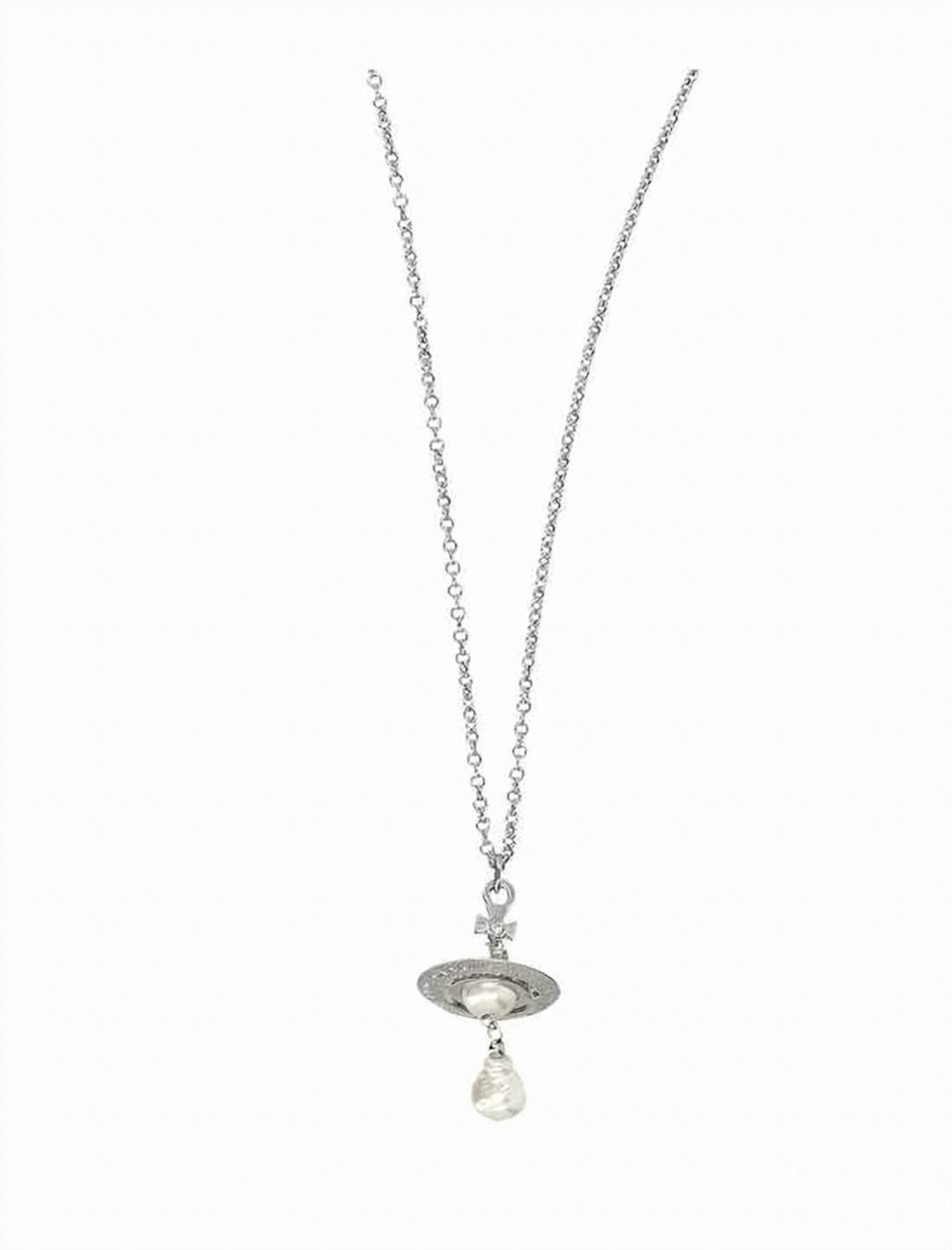 Platinum Orb Pendant Creamrose Pearl Necklace