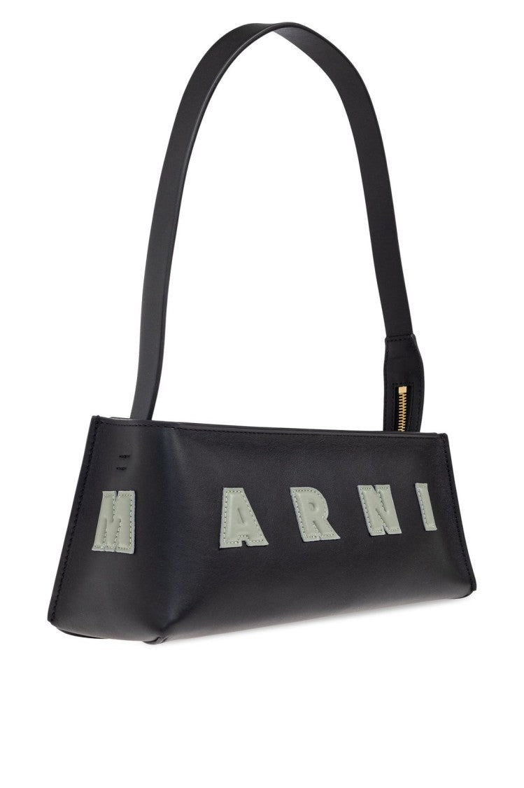 Structured Black Calf Leather Shoulder Bag