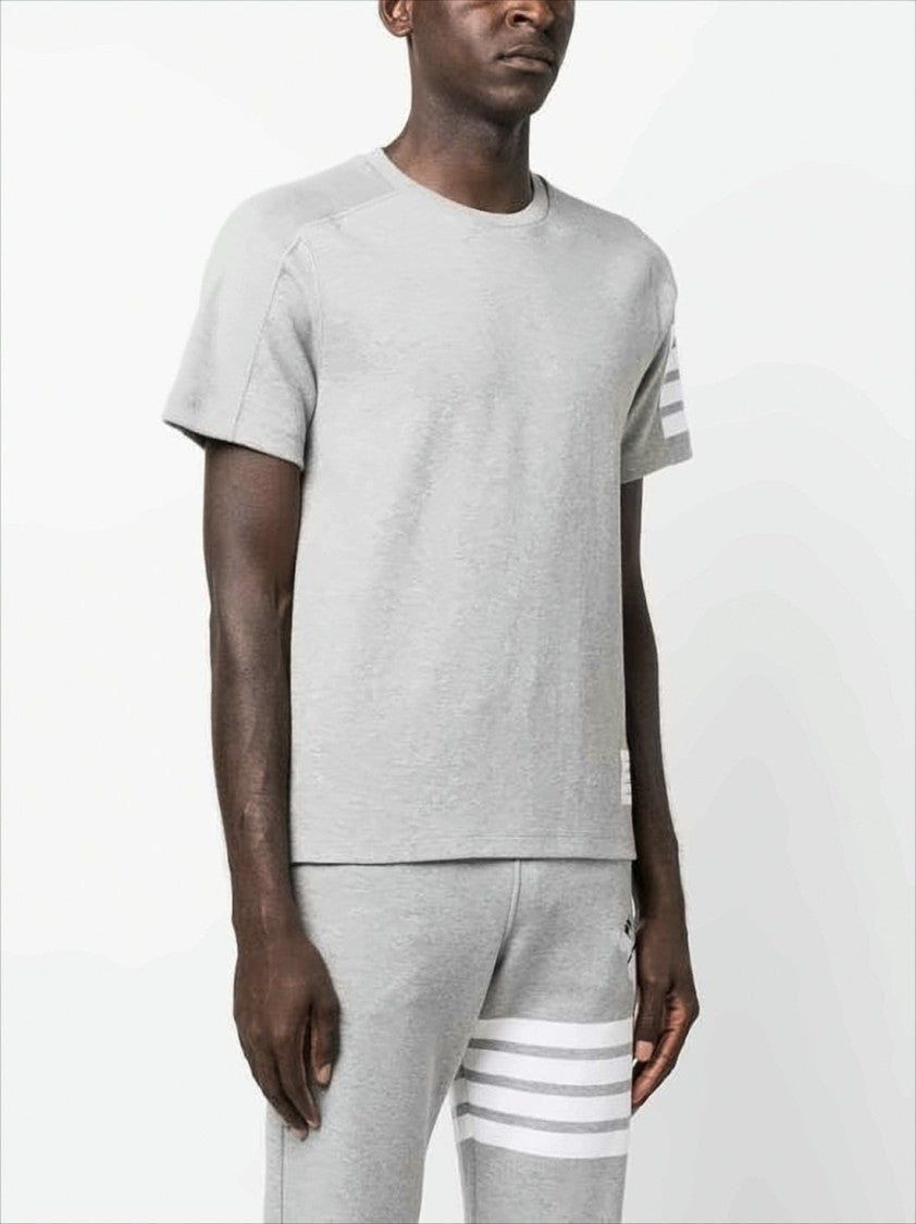 Heather Grey Short-Sleeve T-Shirt with Distinctive Stripe Detail