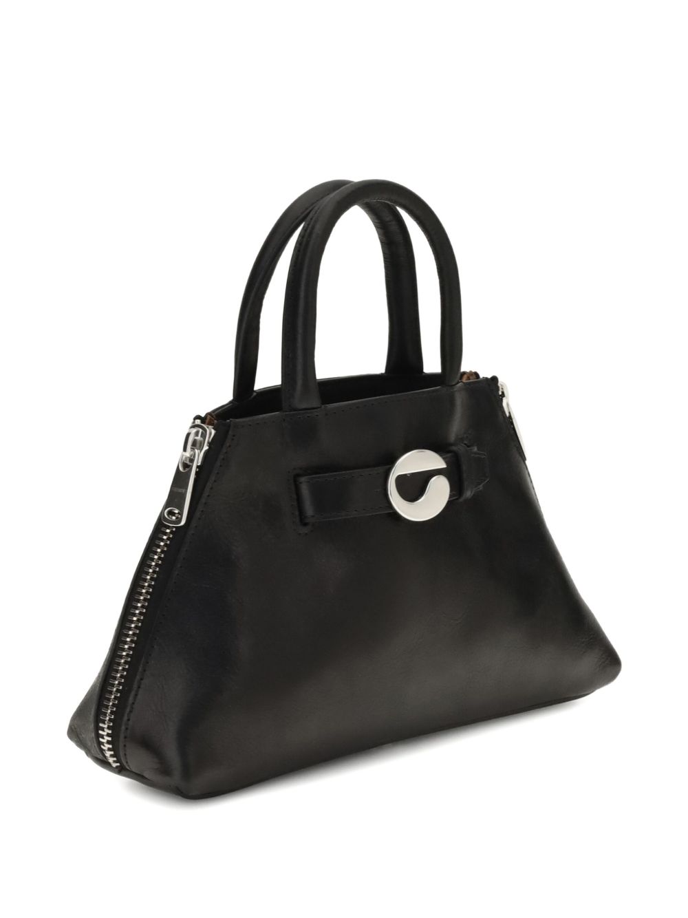 Trapezoidal Black Calfskin Leather Bag