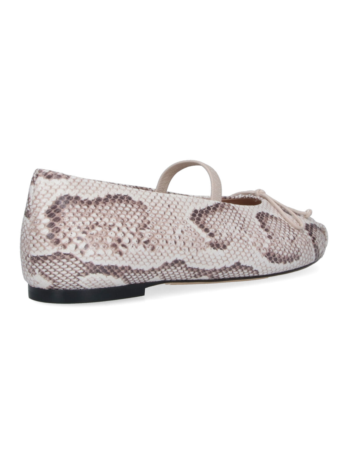 Cream Prima Bow Snake Print Ballerinas