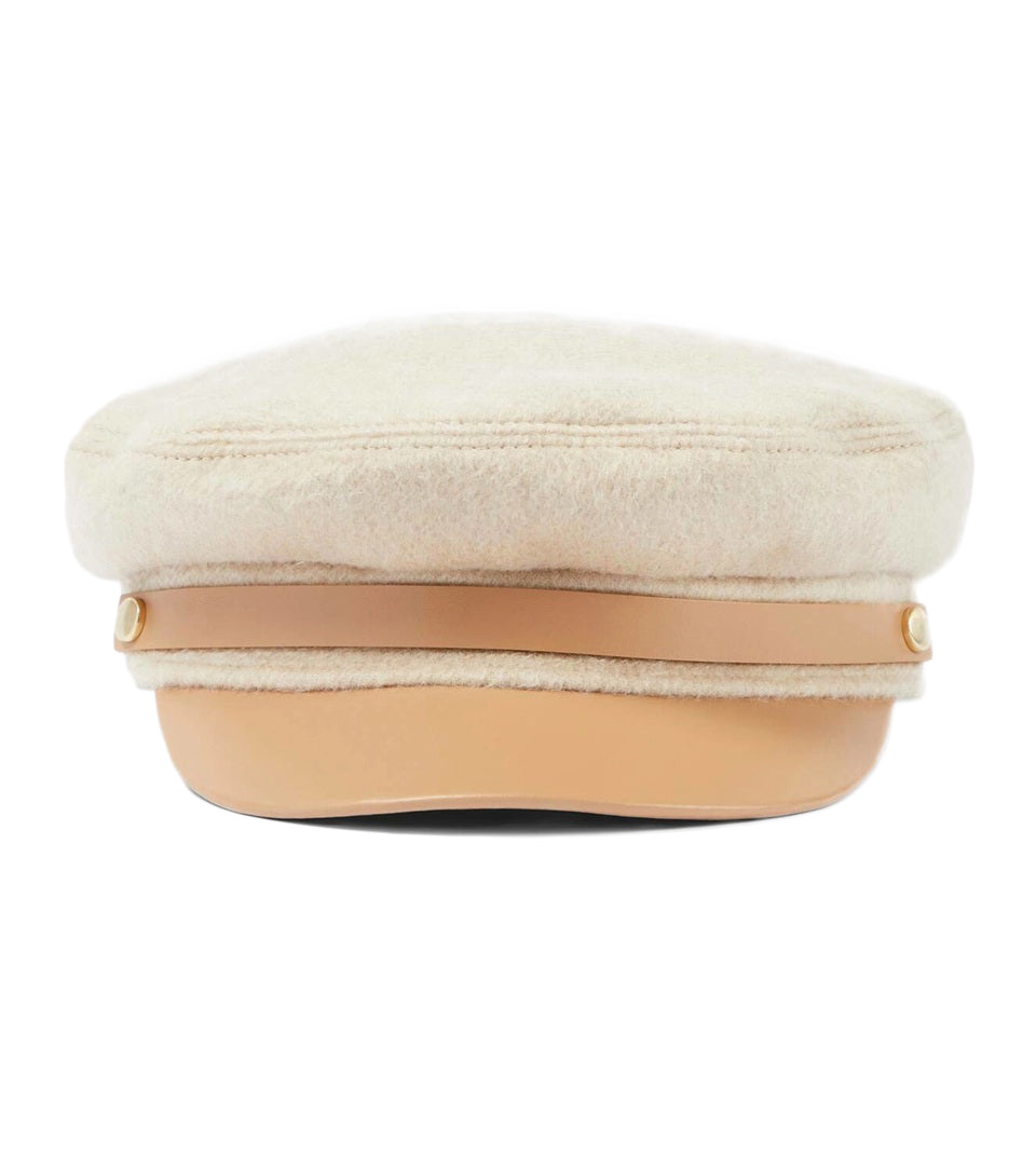 Structured Cashmere Crown Hat with Leather Visor