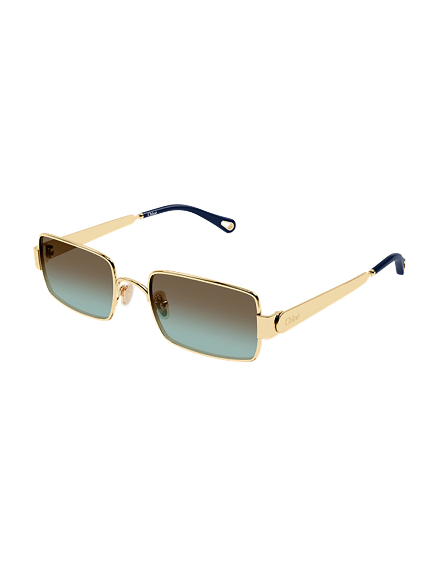 Rectangular Gold-Finish Sunglasses with Gradient Lenses