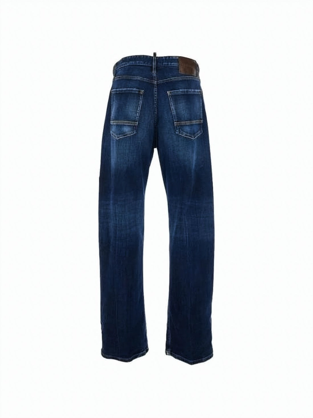 Dark Blue Denim Straight-Leg Jeans