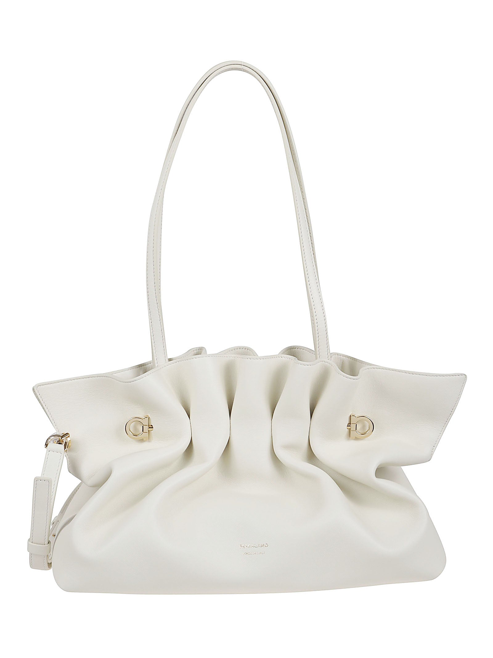 Pleated Lamb Leather Bag with Gancini Hardware