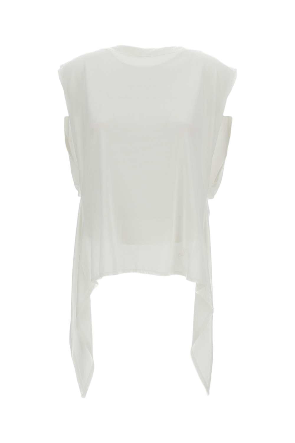 Paper-Effect Jersey Draped Apron Top