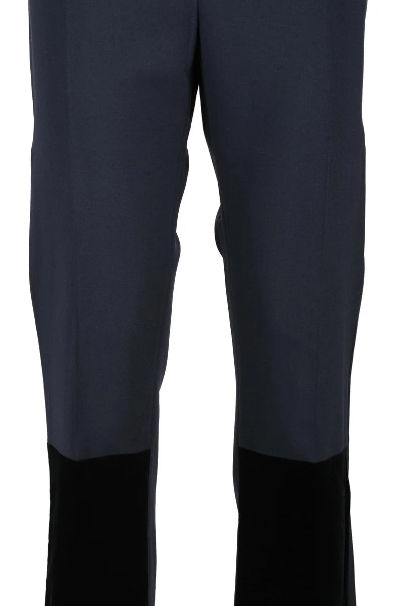 High-Waisted Stretch Wool Trousers - Blue
