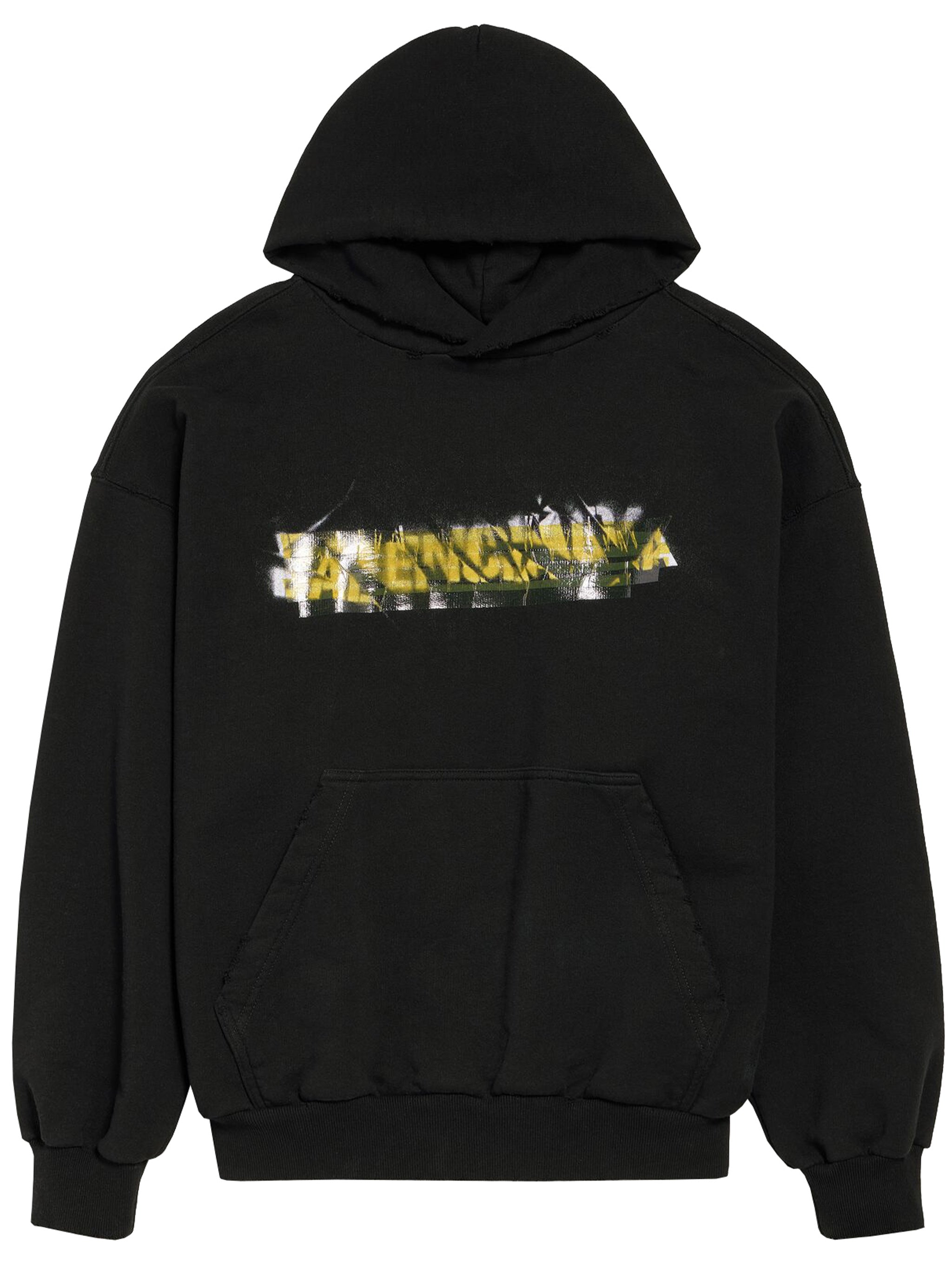 Black Medium Fit Graphic Cotton Hoodie