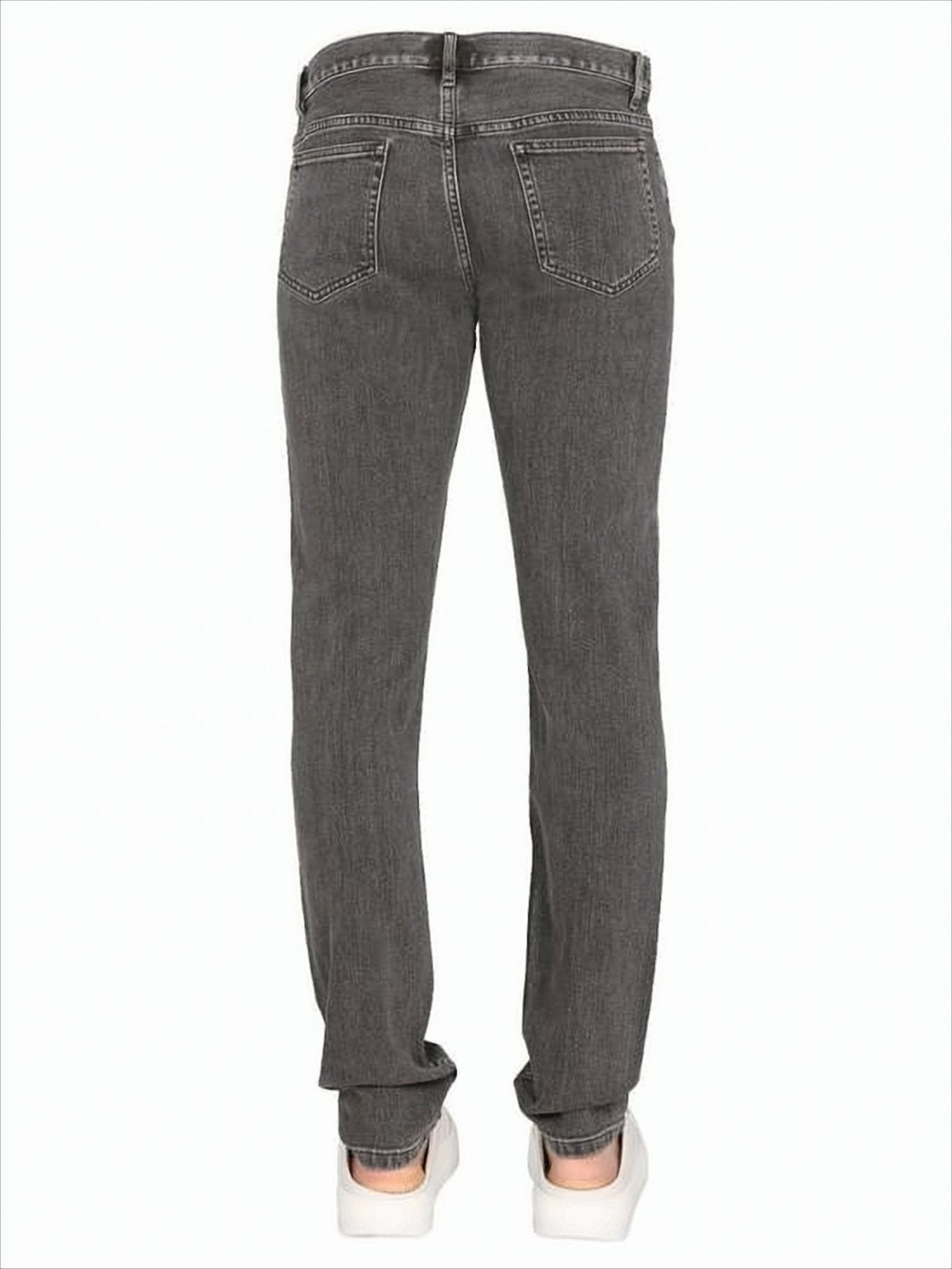 Washed Charcoal Grey Straight-Leg Denim Pants