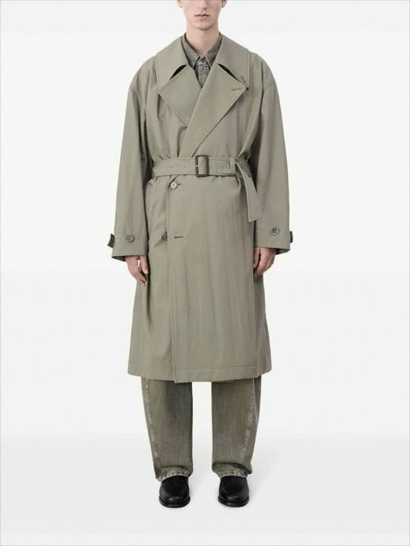 Relaxed Oversized Trench Coat With Belted Waist And Subtle Texture