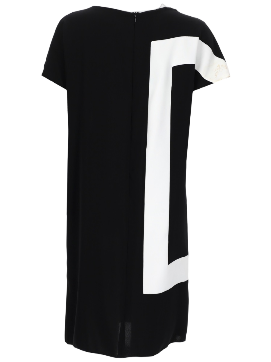 Straight-Leg Dress with Geometric Pattern and Zipper Closure
