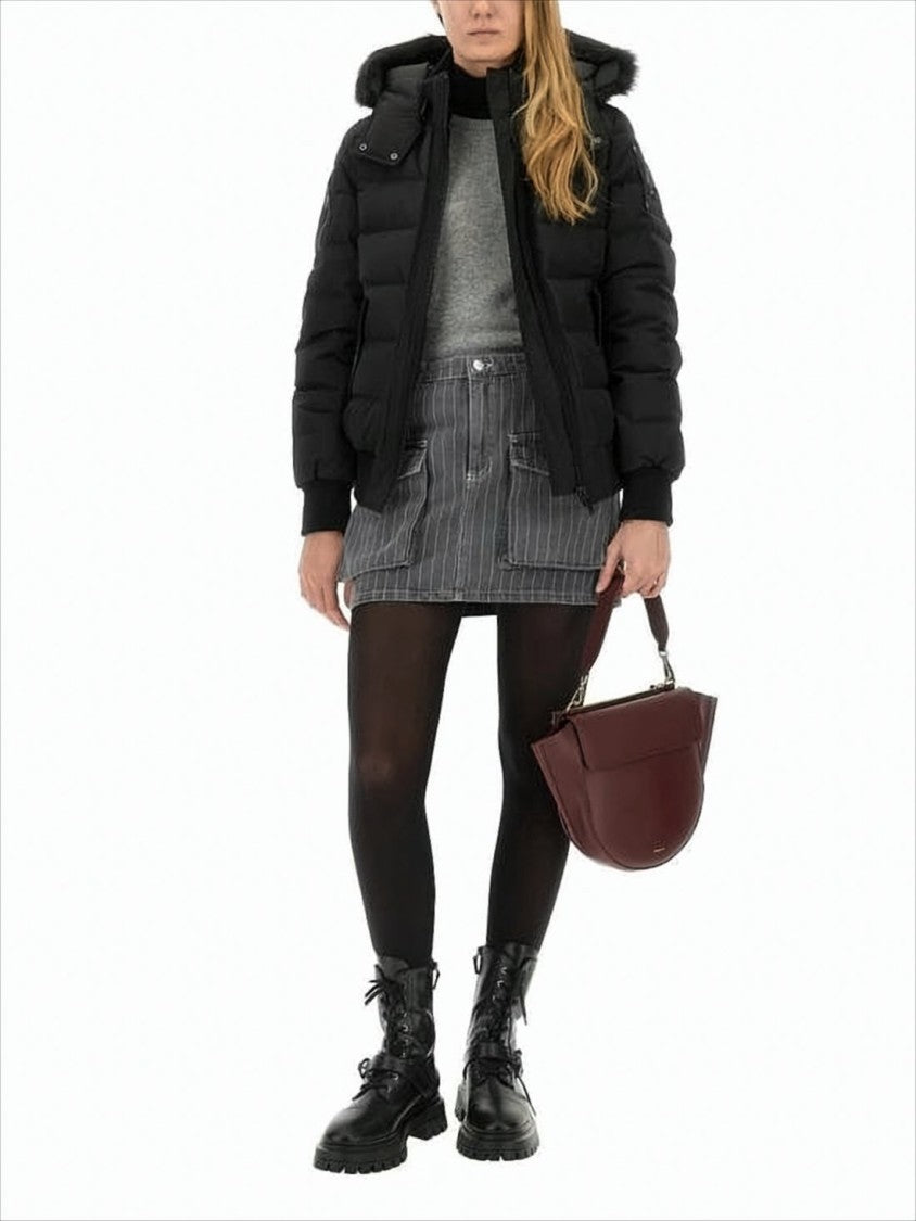 Quilted Cropped Padded Jacket With Detachable Fur Hood