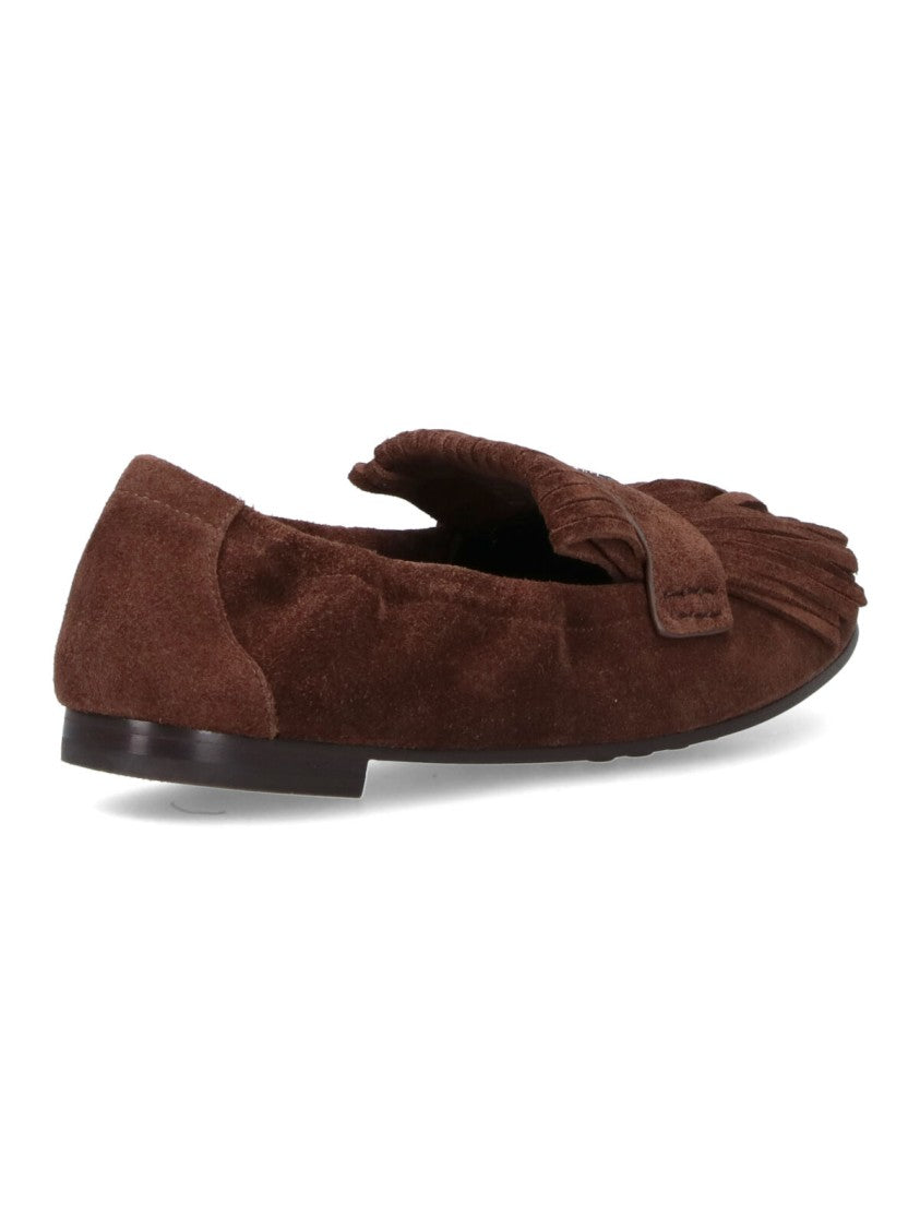 "Ballerina" Loafers, In Brown Suede