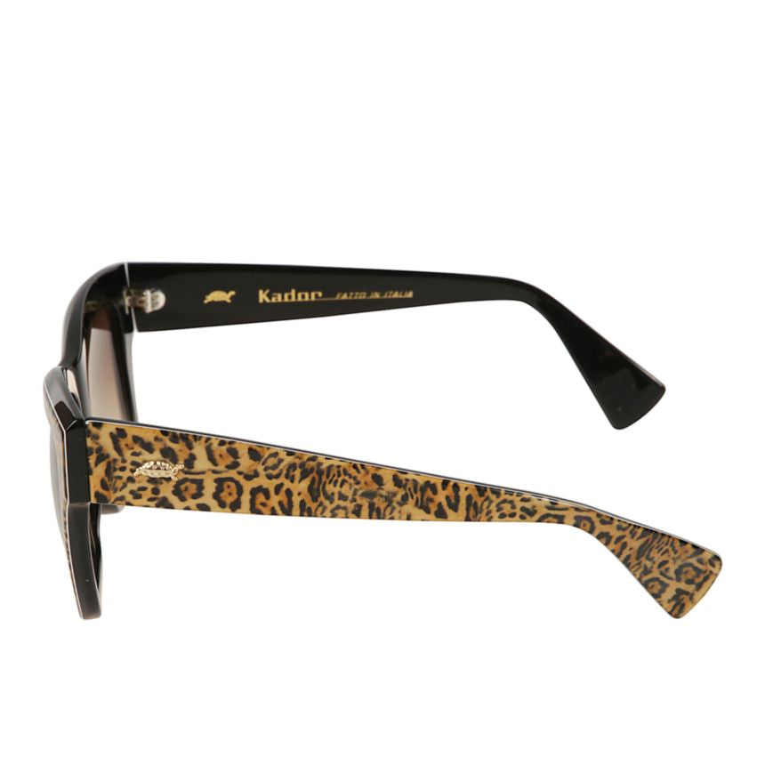 Charm Rectangular Leopard Print Sunglasses with Gradient Brown Lenses