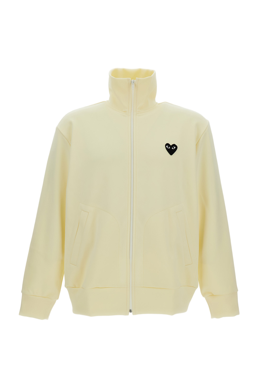 High-Neck Zipped Sweatshirt with Heart Print