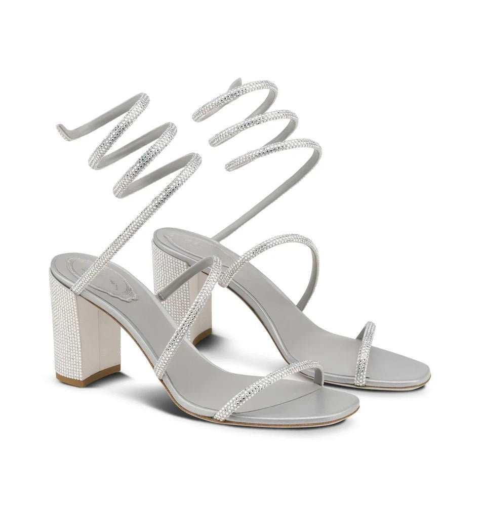 Cleo Crystal Grey Sandal 80