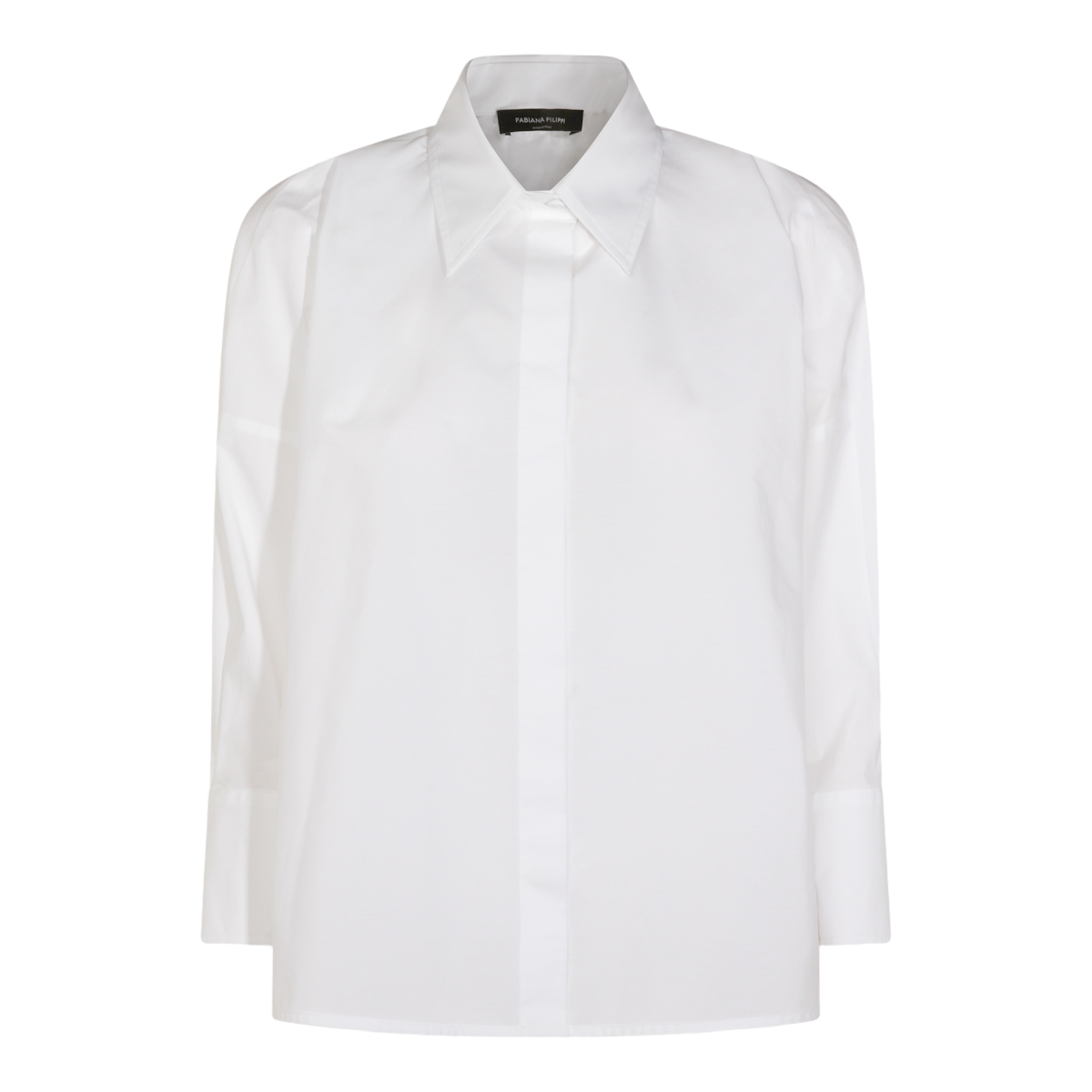 Structured White Shirt with Concealed Button Placket