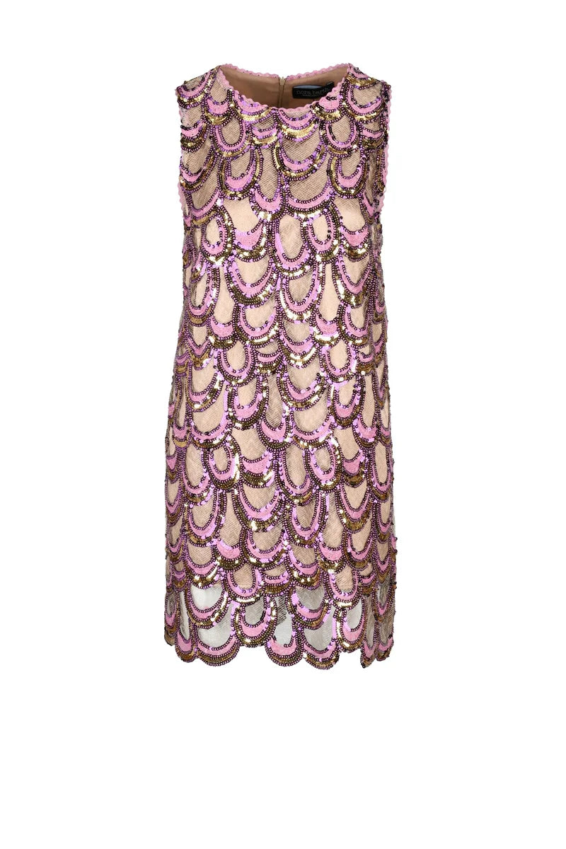 Sequin Dress - Beige/Pink