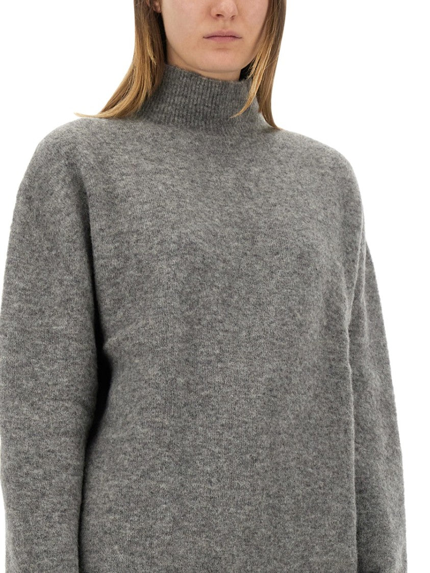 Relaxed Fit Grey Turtleneck Shirt