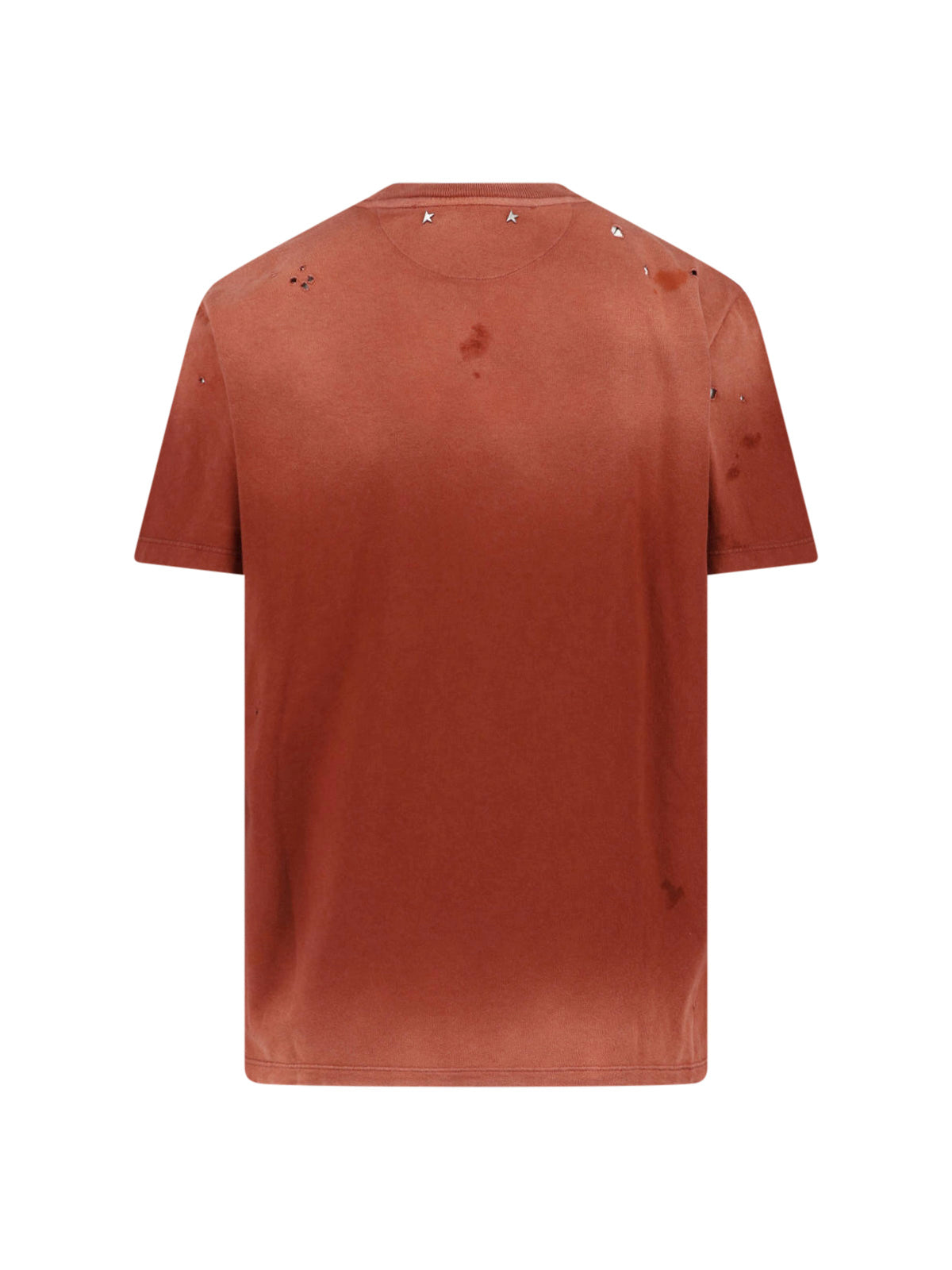 Red Distressed Contrast Print Cotton T-Shirt