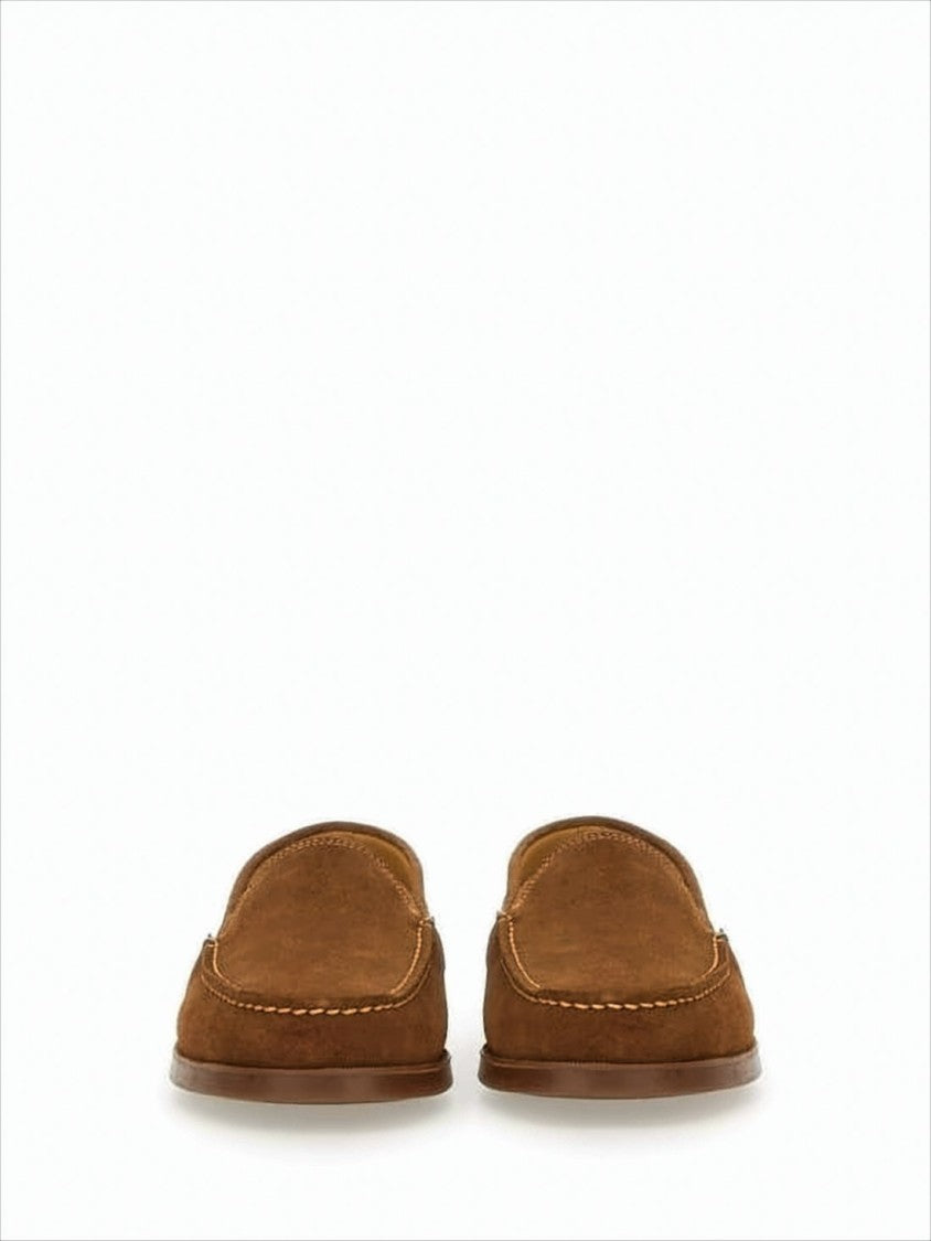 Brown Suede Loafers with Moccasin Toe Design