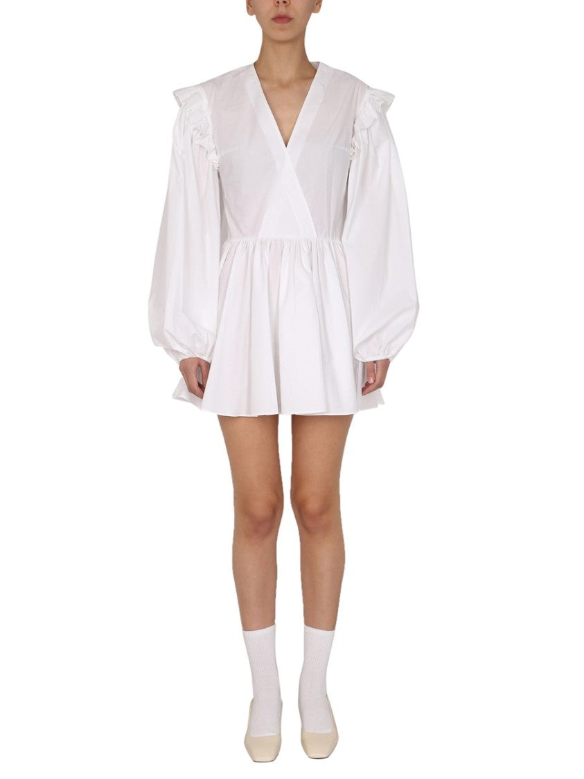 V-Neck Dress With Balloon Sleeves