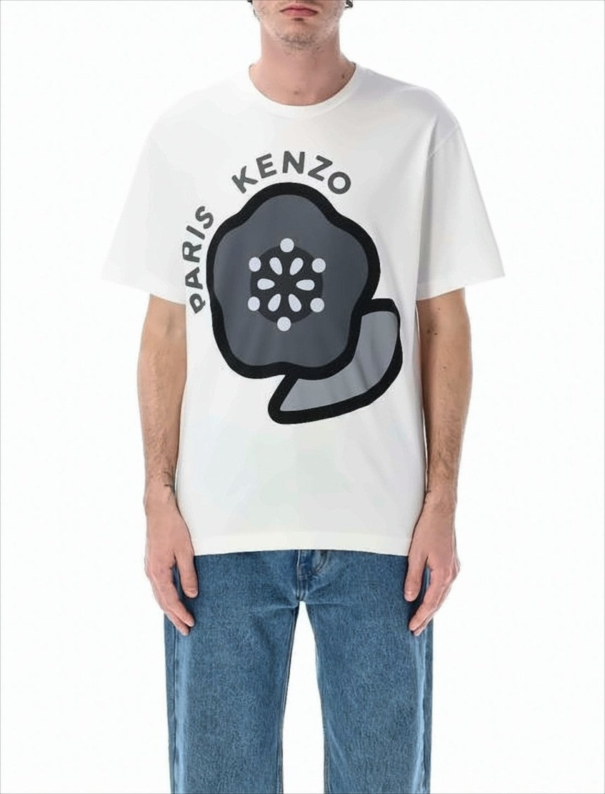 Graphic Print Short-Sleeve T-Shirt with Bold Floral Design