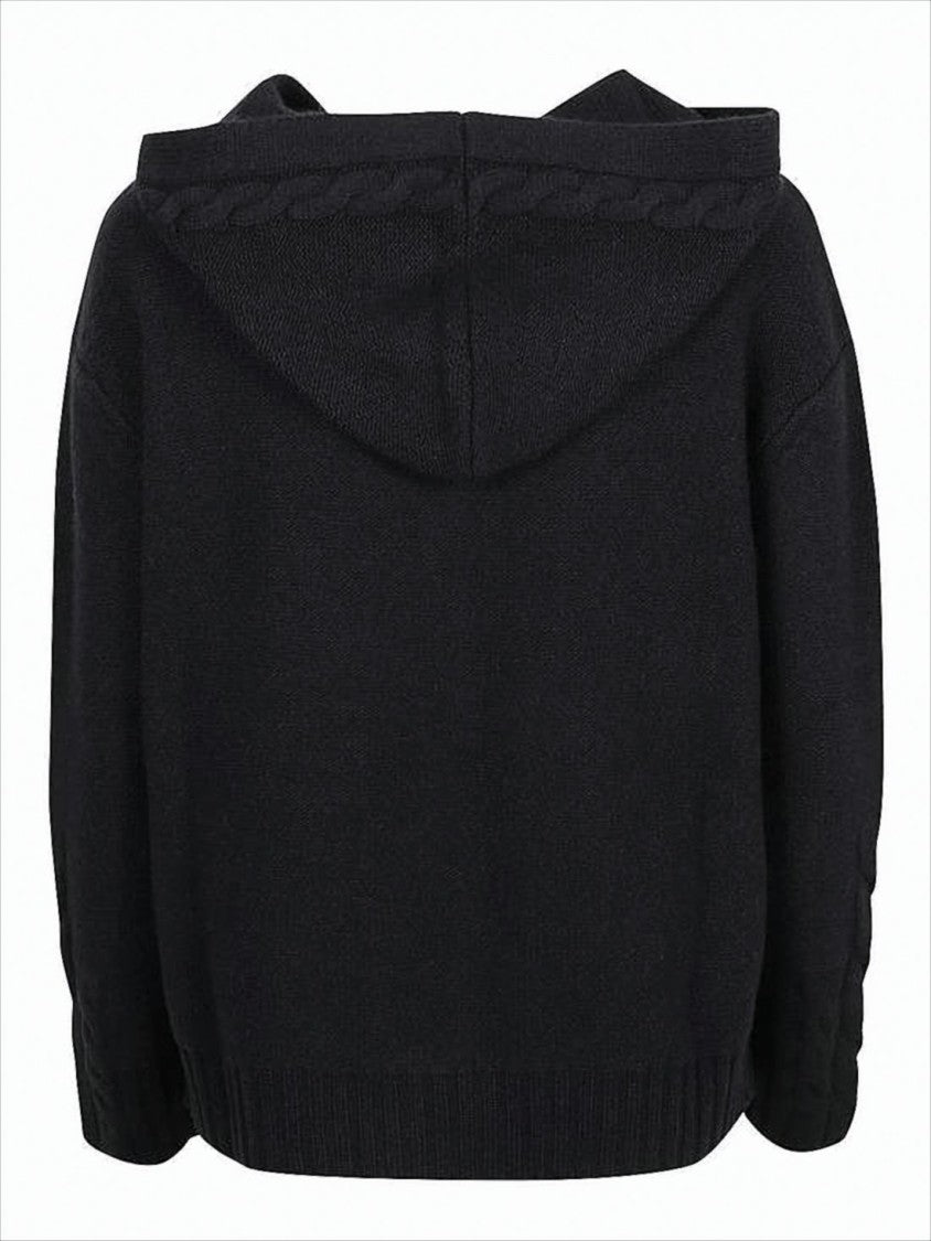 Knitted Hooded Sweatshirt in Wool-Cashmere Blend