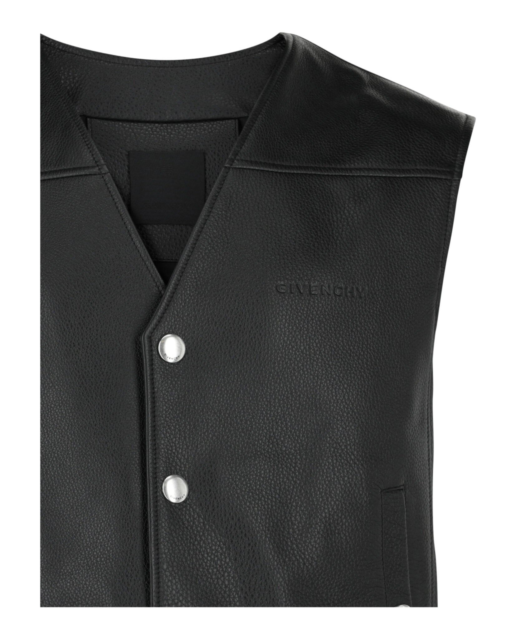 Logo Leather Snap Vest