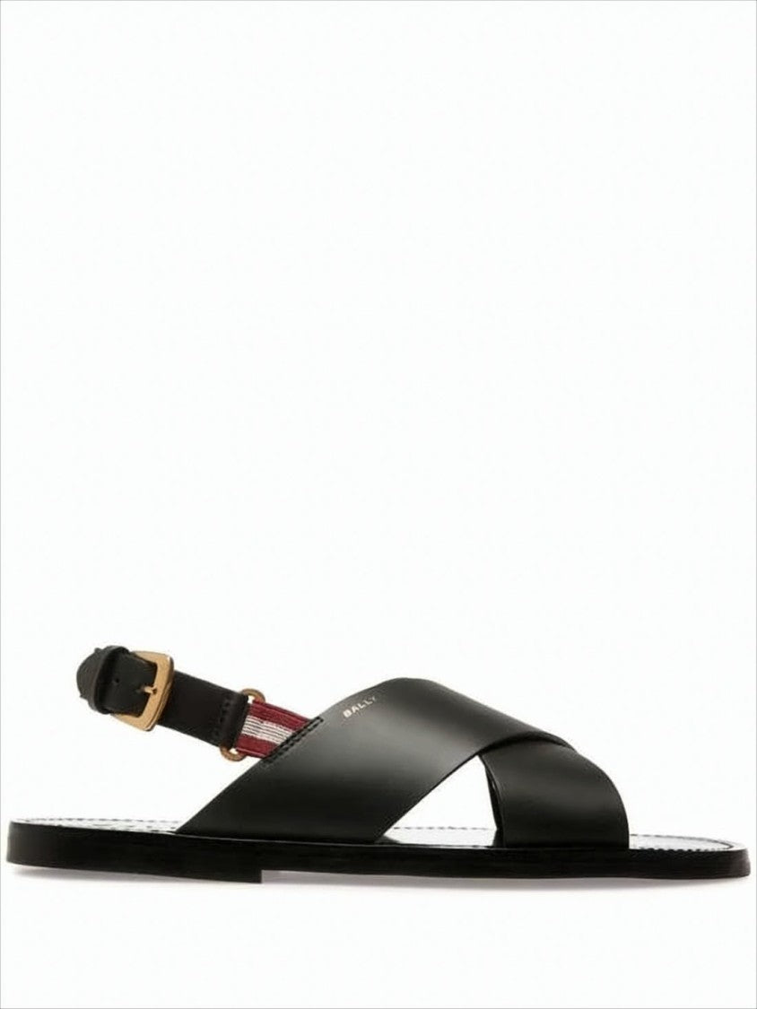 Black Leather Sandals with Adjustable Ankle Strap