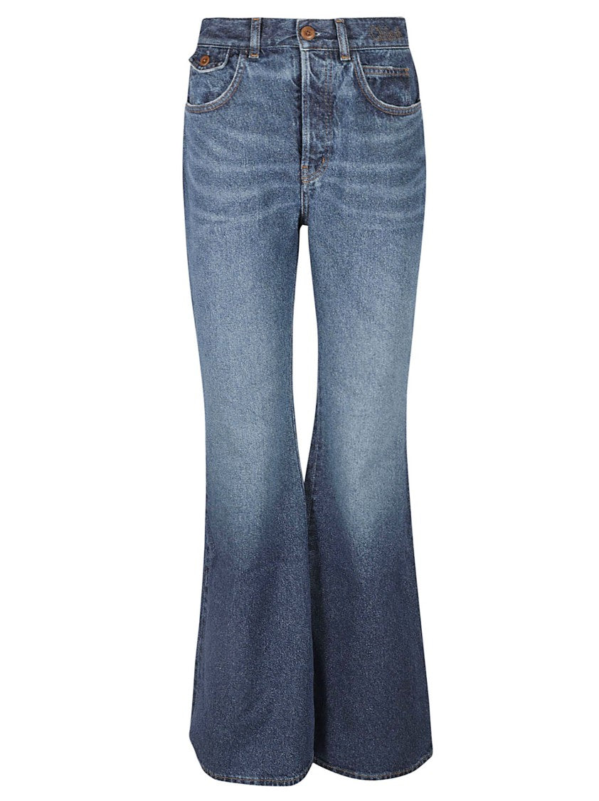 High-Waisted Flared Jeans With Vintage Wash