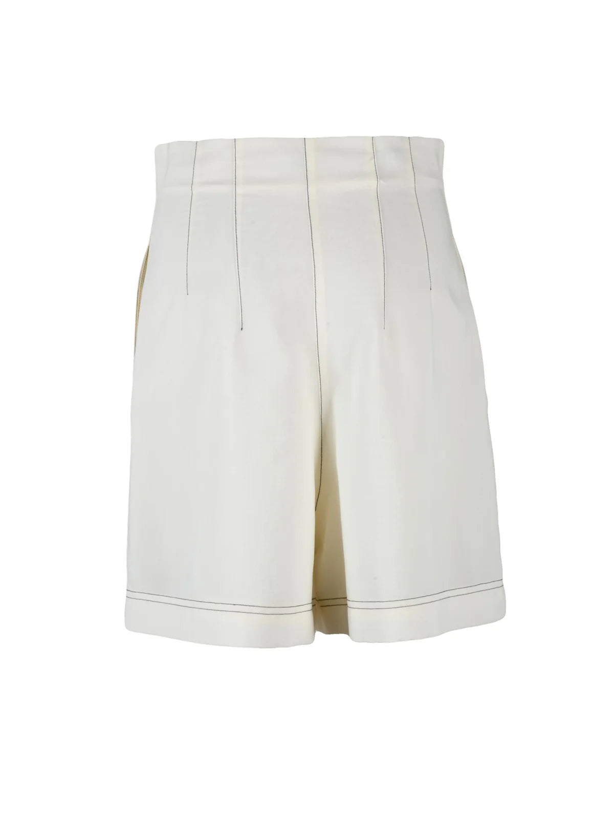 White Polyester Cotton High-Waisted Shorts