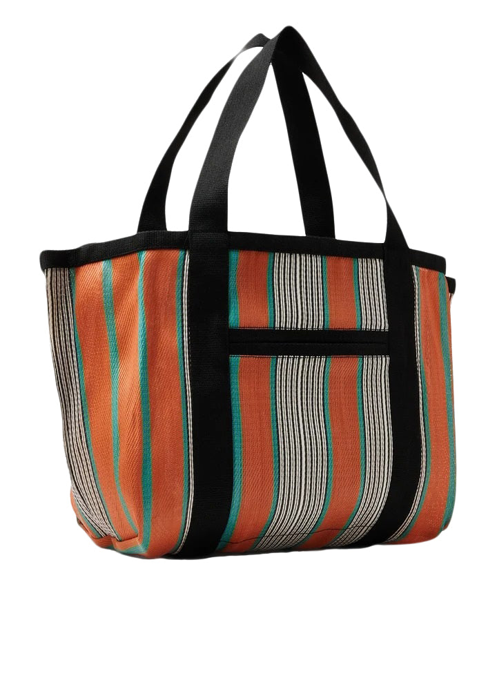 Striped Medium Shoulder Bag with Iconic Branding